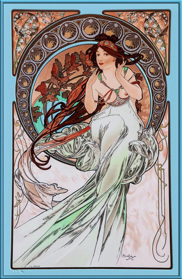 The Music by Alphonse Mucha by xzendor7 Wall Art